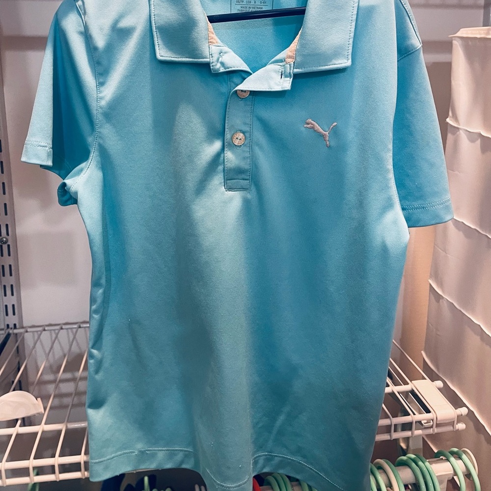 Puma Golf Shirt, Blue Short Sleeve, Size: XS